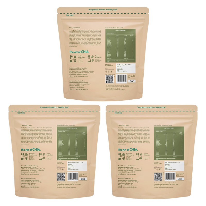 Nourish You Raw Chia Seeds 3x150g Plant Protein Omega 3 Fiber Gluten Free gallery