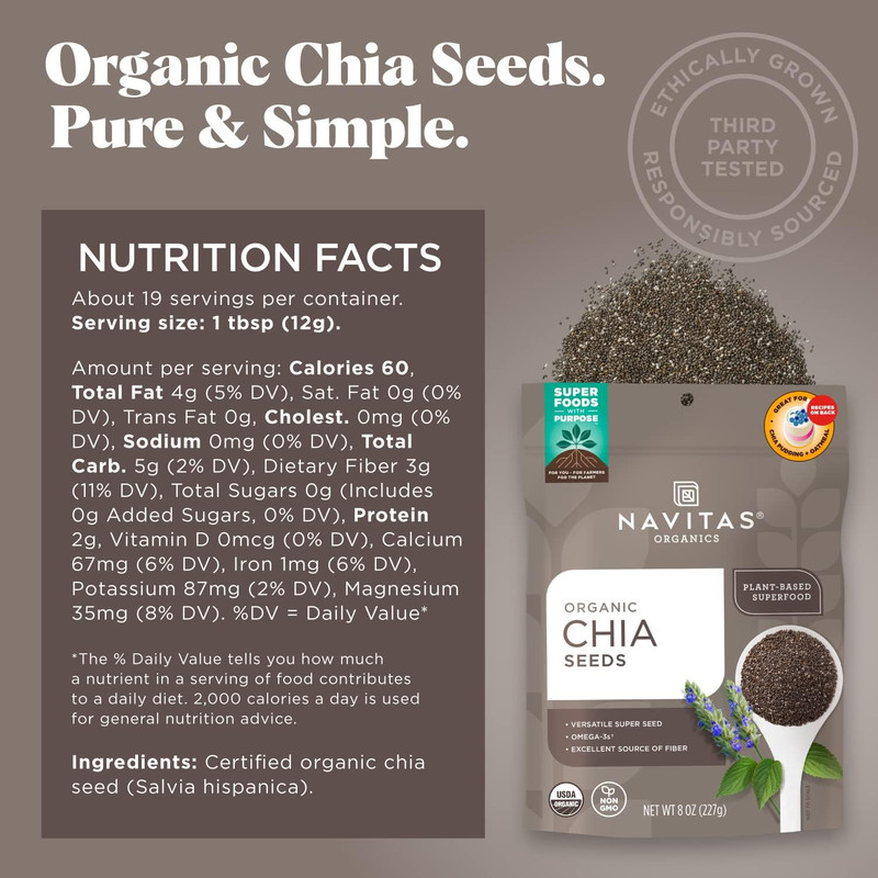 Chia Seeds – For Chia Pudding, Smoothies, Baking, Salads & More – Omega 3, Fiber gallery