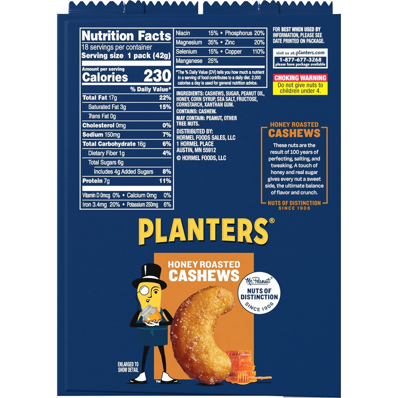 Planters Honey Roasted & Salted Cashews 1.5 Ounce Pack of 18 gallery