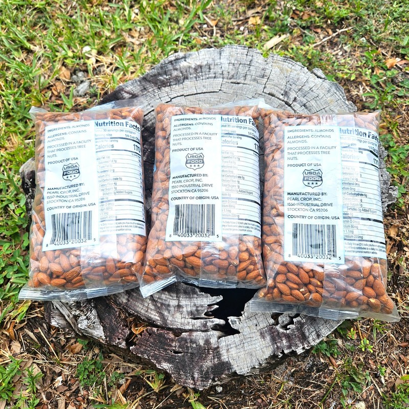TOTAL 3 BAGS - Whole Shelled ALMONDS Nuts Pearl Crop - Total 6 LB Pounds - 04/27 gallery