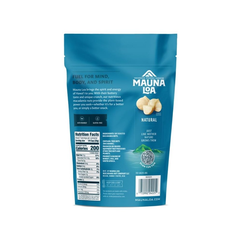 Mauna Loa Unsalted Dry Roasted Macadamia Nuts - 7oz Resealable Bag - Premium Haw gallery