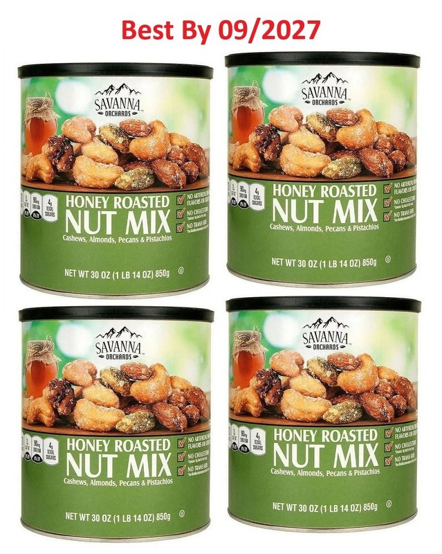 4-PACK Savanna Orchards Honey Roasted Nut & Pistachios 30 oz each