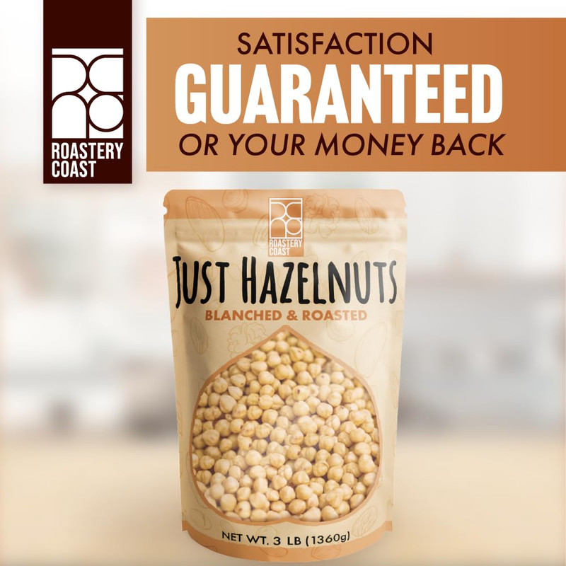 Dry Roasted Hazelnuts | 3 LB | Unsalted | Filberts | Blanched | No Skin | Kosher gallery