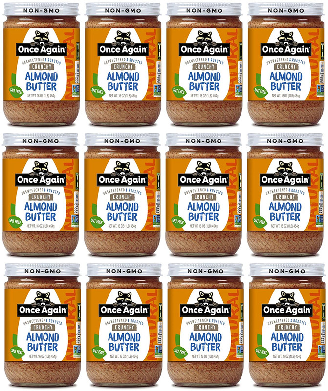 Natural Crunchy Almond Butter, 16Oz – Roasted – Salt Free, Unsweetened – Gluten