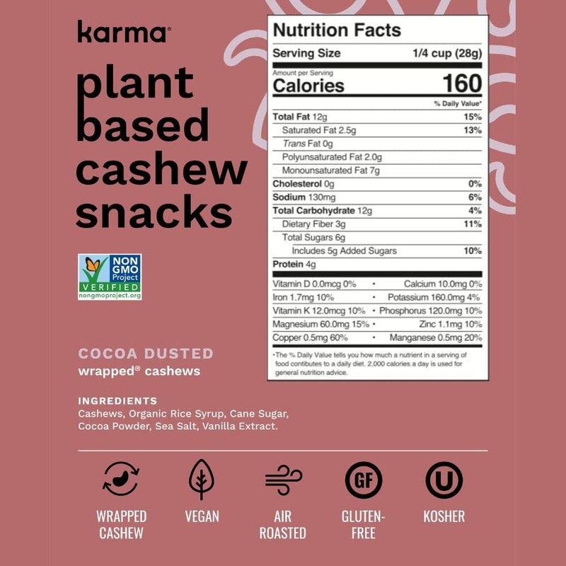 Karma Nuts Chocolate Dusted Wrapped Cashews 7 oz gallery