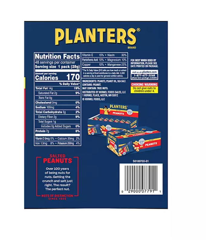 Planters Salted Peanuts, Single-Serve Packs (1 oz., 48 pk.) gallery