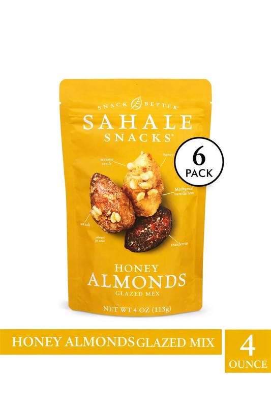 Sahale Snacks Honey Almonds Glazed Mix 4 Ounce Non GMO Gluten Free Snack 6 Pack