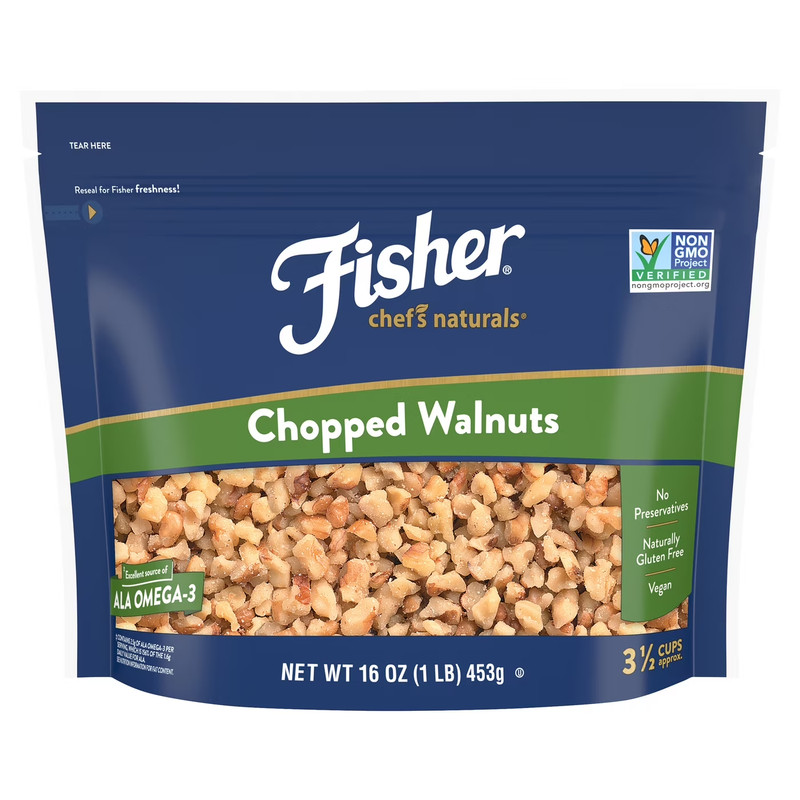 FISHER Chef’s Naturals Chopped Walnuts, 16 oz, Naturally Gluten Free, Non-GMO…