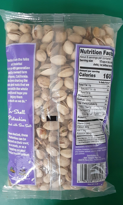 DESEBA Pistachios In-Shell with Sea Salt - 2 LBS - 2 Bags 16oz Each BB 04/11/27 gallery