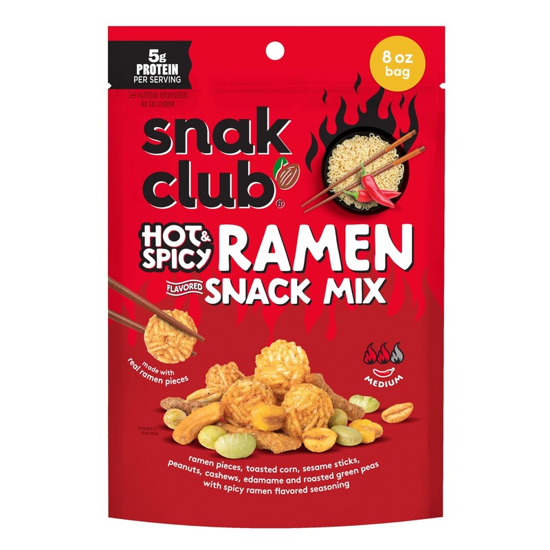 Snak Club Hot & Spicy Ramen Flavored Snack Mix, Crunchy Ramen Pieces, Toasted…