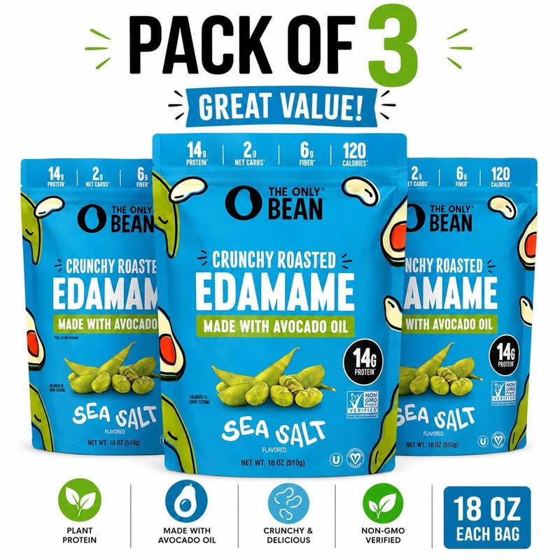 Crunchy Dry Roasted Edamame Snacks (Sea Salt),18 Ounce (Pack of 3)