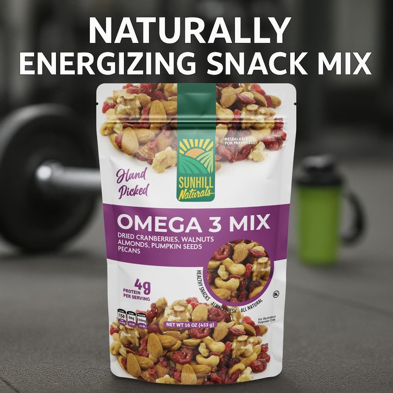 Omega 3 Trail Mix Nuts Seeds Dried Cranberries Heart Healthy Snack 14oz gallery