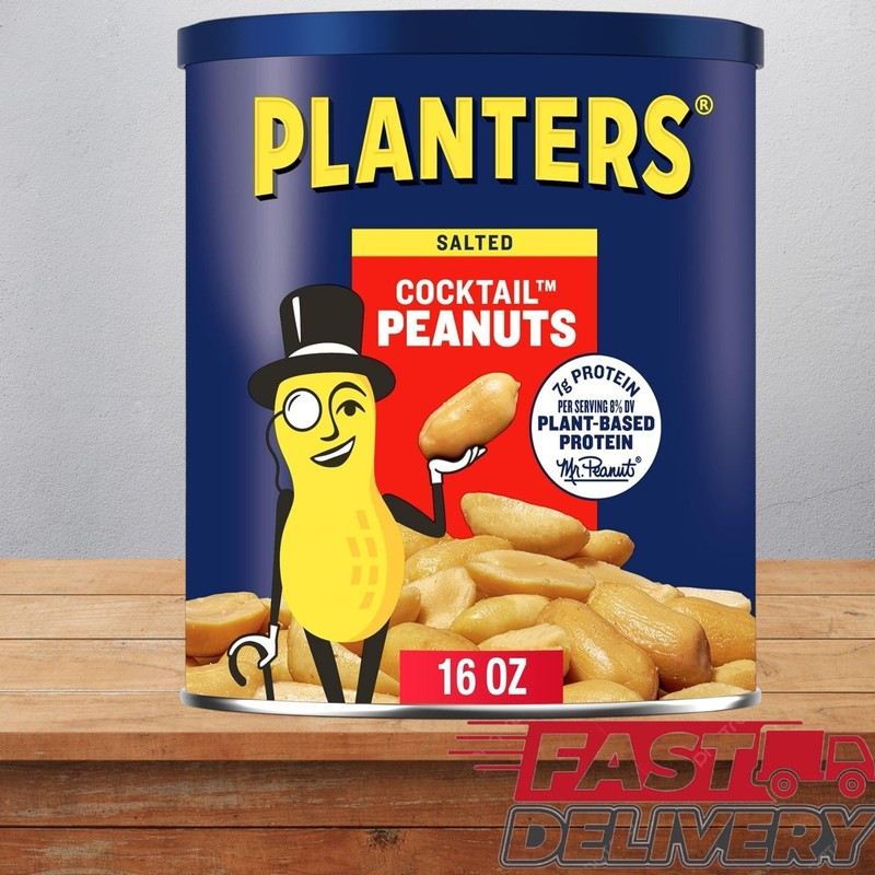 PLANTERS Salted Cocktail Peanuts, Party Snacks, Plant Based Protein 16oz 1