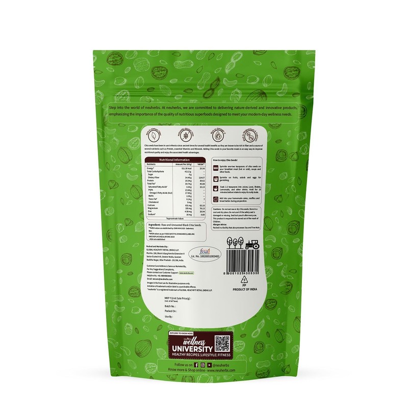 Neuherbs Organic Chia Seeds For Overall Health - 200gm gallery