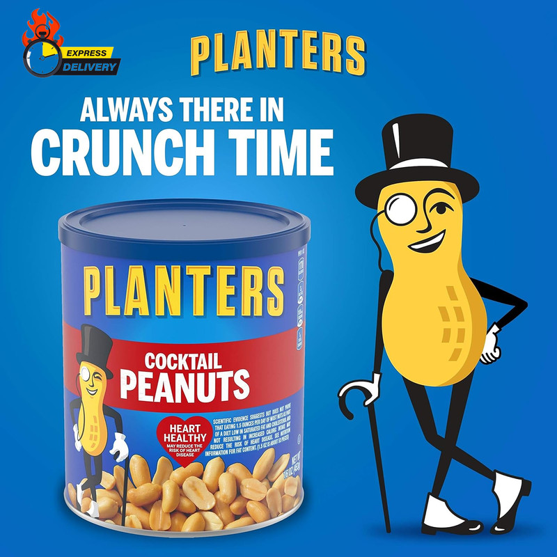 Salted Cocktail Peanuts, Party Snacks, Plant Based Protein 16Oz (1 Canister) gallery