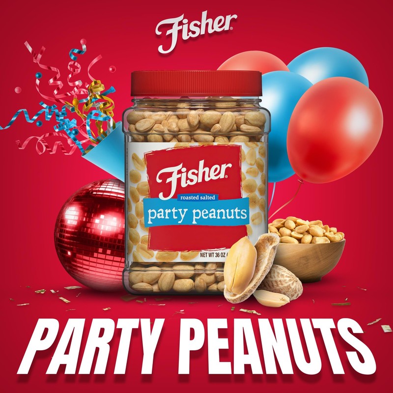 Fisher Party Peanuts 36 oz Resealable Jar – Sea Salt Roasted Cocktail Peanuts... gallery
