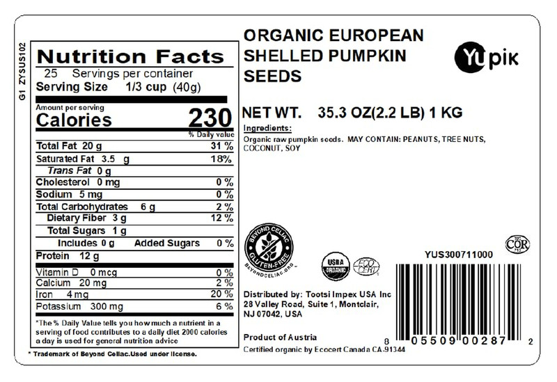 Yupik Organic European Pumpkin Seeds, No Shell, 2.2 Lb (35.2 Oz), Gluten-Free, N gallery