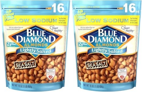 Low Sodium Lightly Salted Almonds Snack Nuts, 16 Oz Resealable Bag, 2 Pack gallery