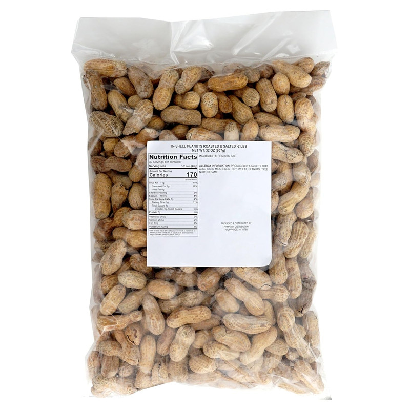 Peanuts in Shell Roasted and Salted, 2 Pound Bag, the Hampton Popcorn & Candy Co gallery