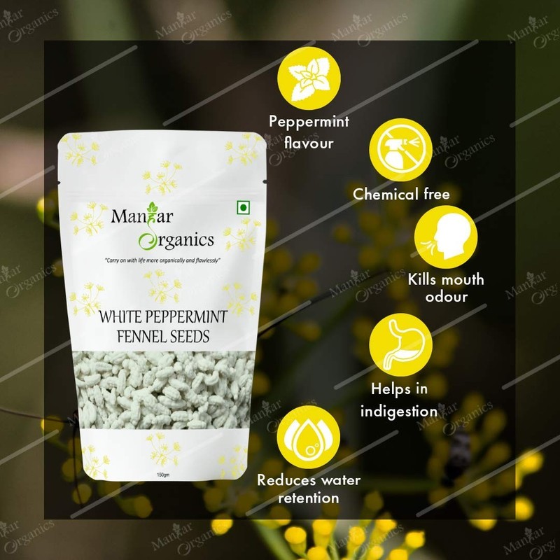 ManHar Organics White Peppermint Fennel Seeds 500gm gallery