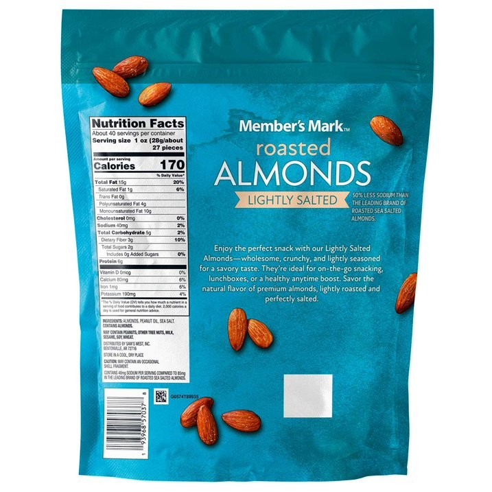Member's Mark Lightly Salted Roasted Almonds, 40 oz. gallery