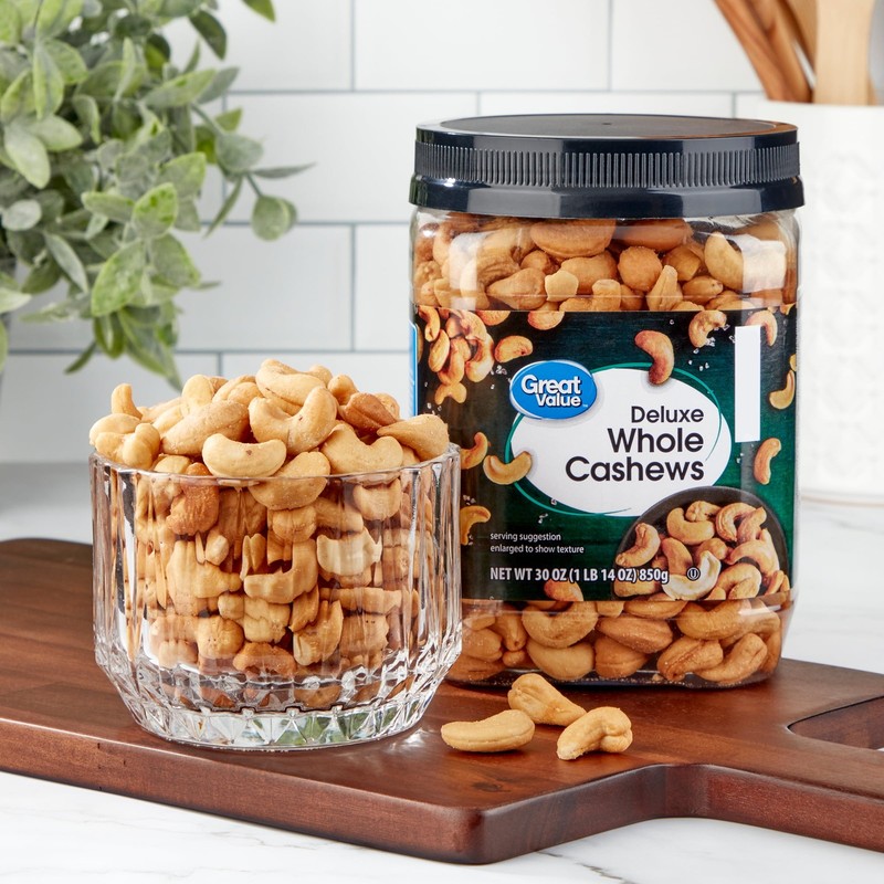Great Value Deluxe Cashews, 30 oz.Crispy texture,Season with sea salt gallery