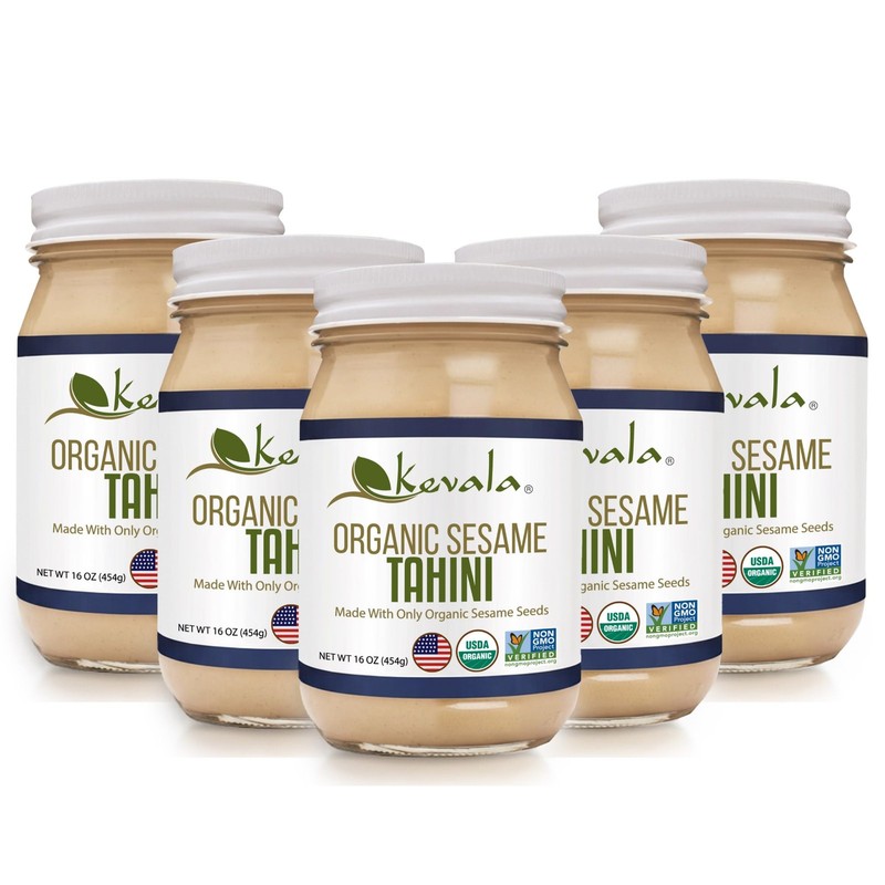 Kevala Organic Sesame Tahini – Vegan Spread, Kosher Butter Paste, 16 oz, 5pack