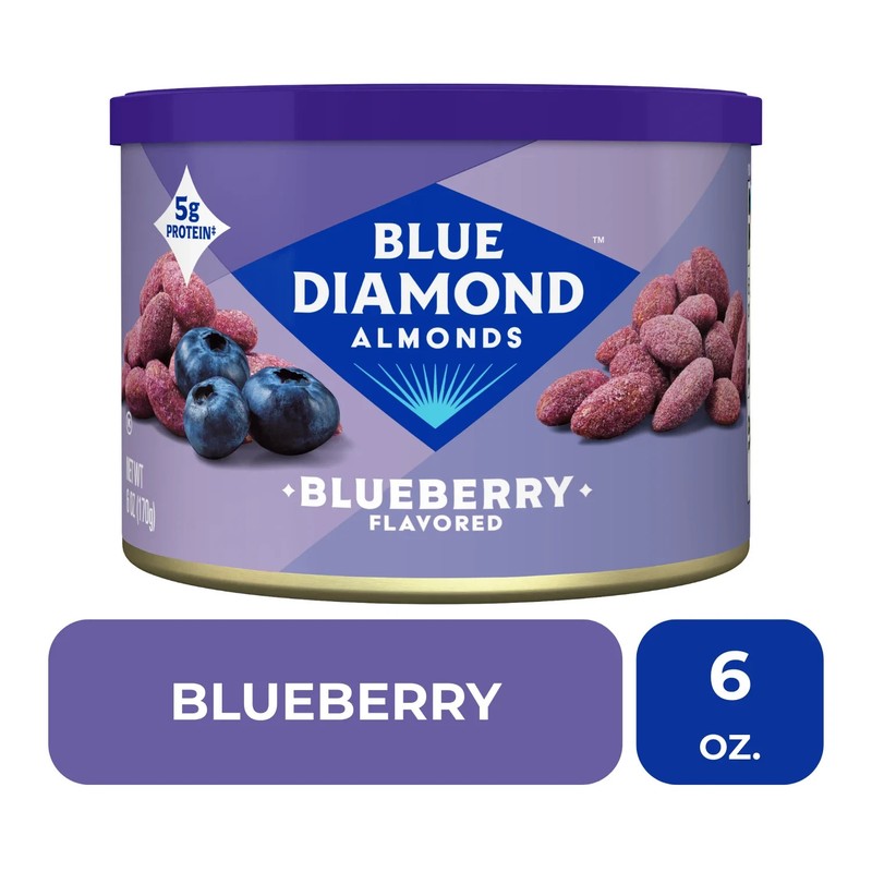 5 Pack Blue Diamond Blueberry Roasted Almonds 6 oz Cans Crunchy Snack Kosher gallery