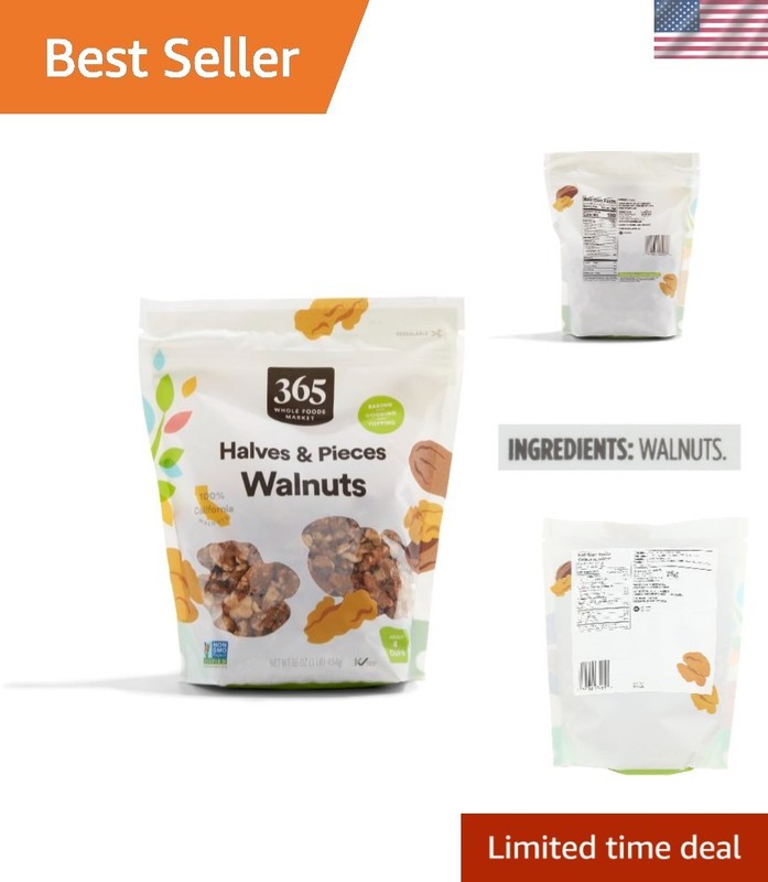 16 Oz Walnut Halves & Pieces – Fresh, Quality Nut for Baking & Snacking
