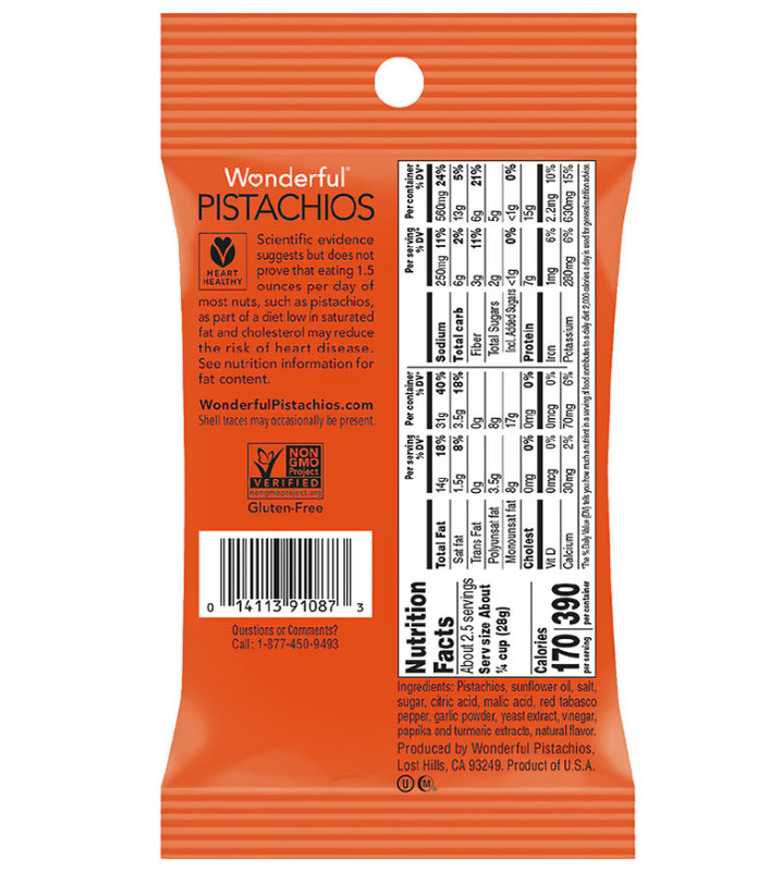 Wonderful Chili Roasted No Shell Pistachios, 2.25 oz gallery