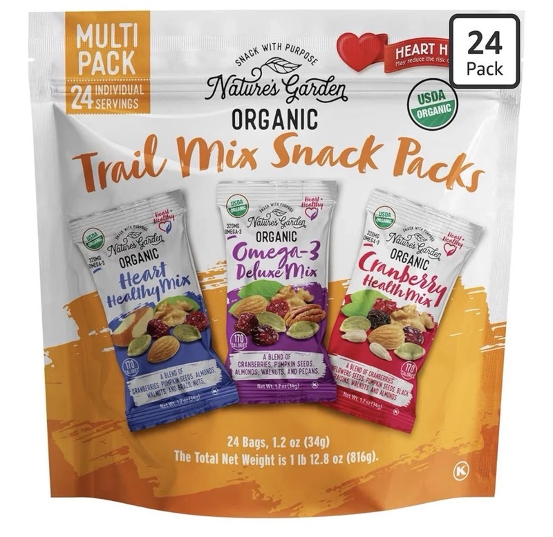 Organic Trail Mix Snack Packs 24 ct 1.2 oz Healthy Nuts & Fruit Bulk