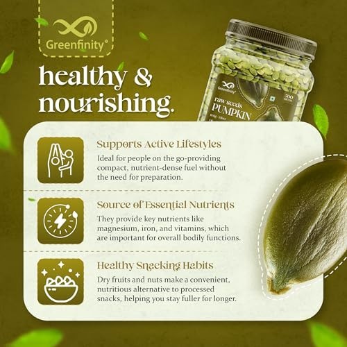 GreenFinity AAA Pumpkin Seeds 1kg 2x500g Raw Unsalted High Protein Snack gallery
