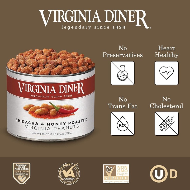 Virginia Diner Natural Virginia Honey Roasted & Sriracha XL Peanuts Gourmet gallery