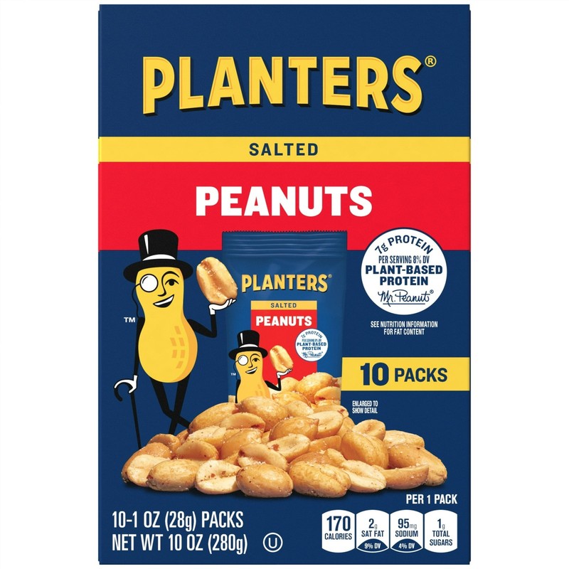 (2 pack) Planters Salted Peanuts, Plant Based Protein, 10-1 oz. Bags gallery