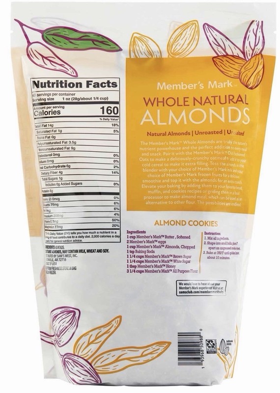 3 lbs Member's Mark Natural Whole Almonds (48 oz) - NEW FRESH! gallery