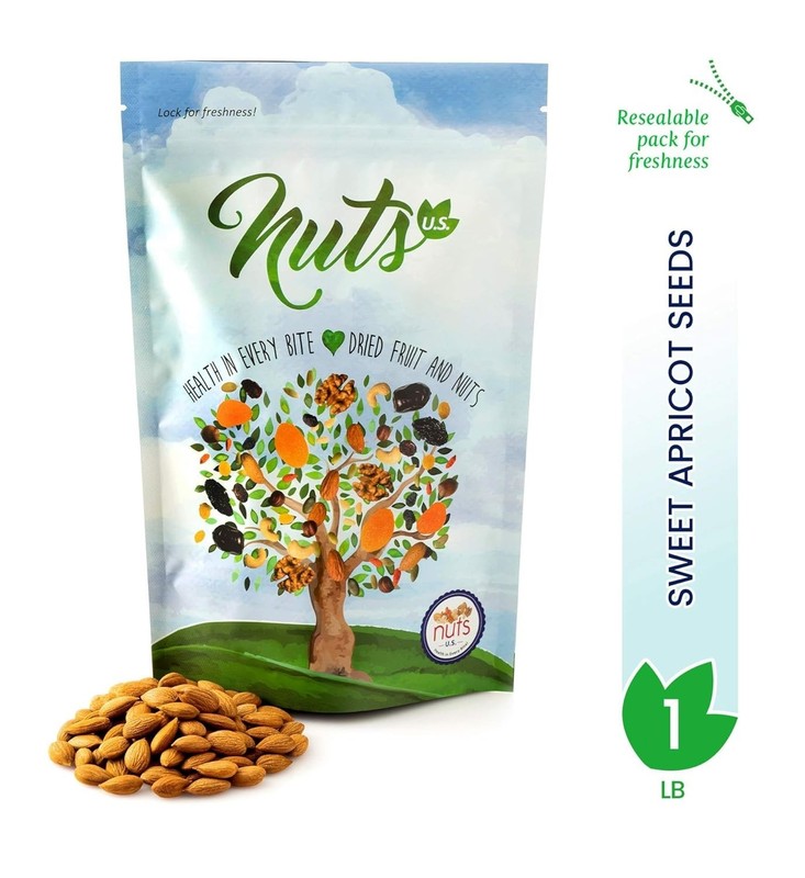 Sweet Raw Apricot Kernels - Unpasteurized, Non-GMO Treat in Resealable Bag 1LB gallery
