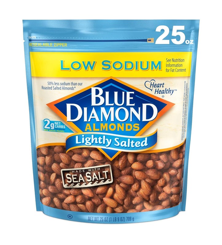 Blue Diamond Almonds Low Sodium Lightly Salted Snack Nuts, 40 Oz Resealable Bag