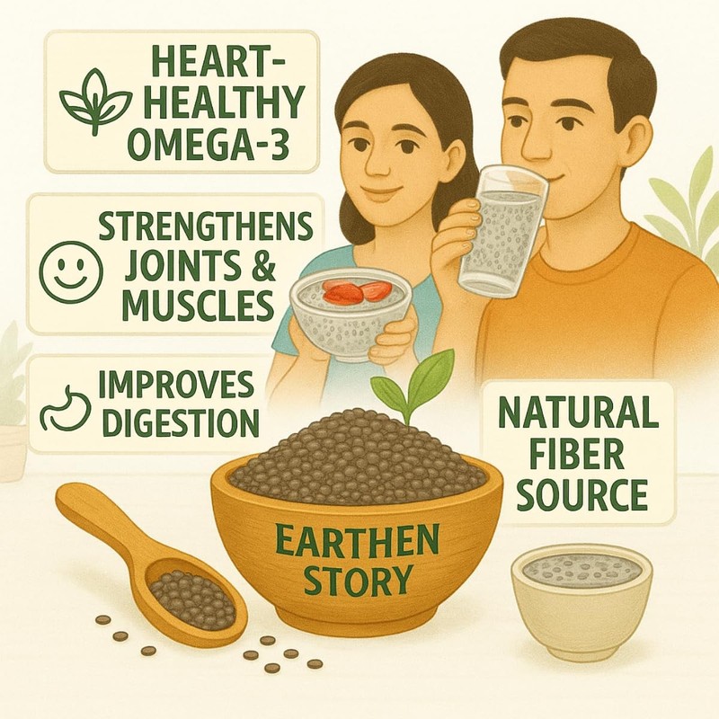 Earthen Story Organic Chia Seeds 500g | Raw Omega-3 Rich Superfood Snack gallery