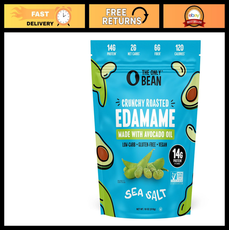 Sea Salt Roasted Edamame Beans – Healthy Snack, 18 Ounce, High Protein, Gluten-F