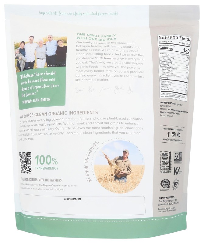 One Degree Organics Sprouted Spelt Flour, USDA Organic, 80 oz, Non-GMO gallery