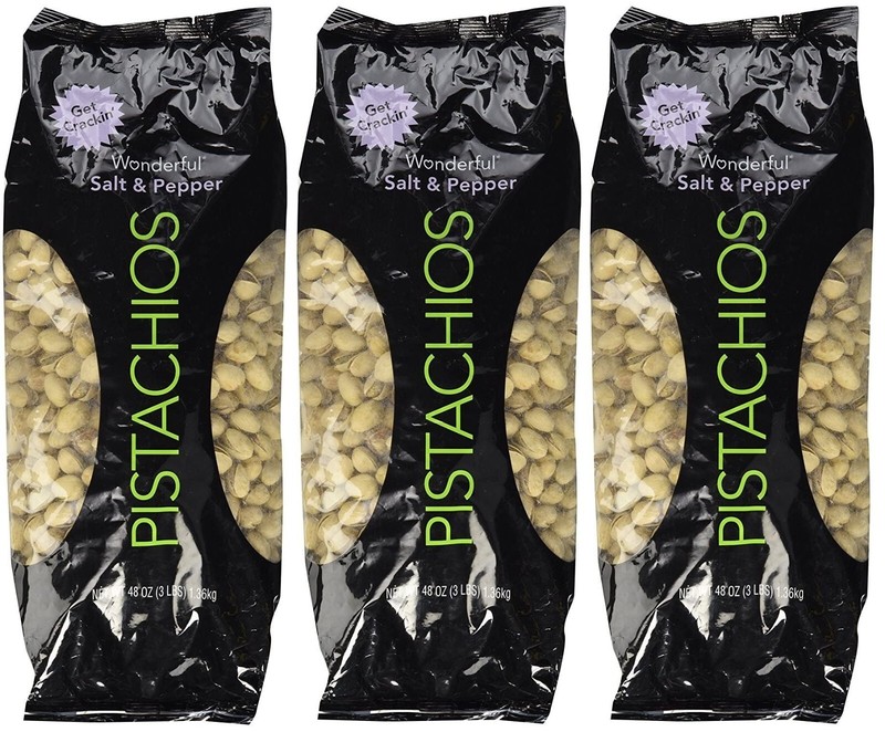 Wonderful Pistachios, In-Shell, Salt & Pepper Nuts, 48oz, Pack of 3