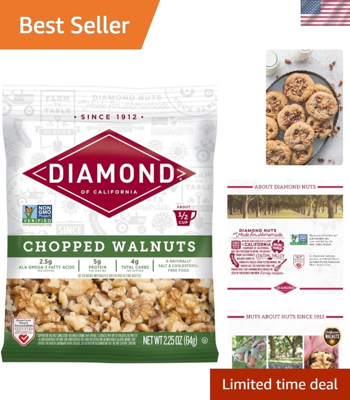 California Chopped Walnuts, 2.25 oz Bag – Healthy Snack & Recipe Essential