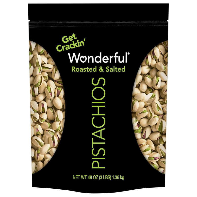Wonderful Pistachios in Shell, Roasted & Salted Nuts, 48 Ounce Resealable Bag, P