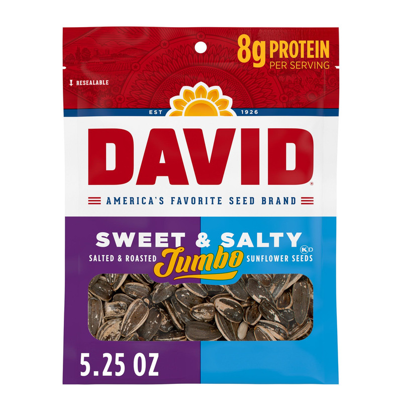 DAVID Roasted and Salted Sweet Salty Jumbo 5.25 Ounce (Pack of 12)