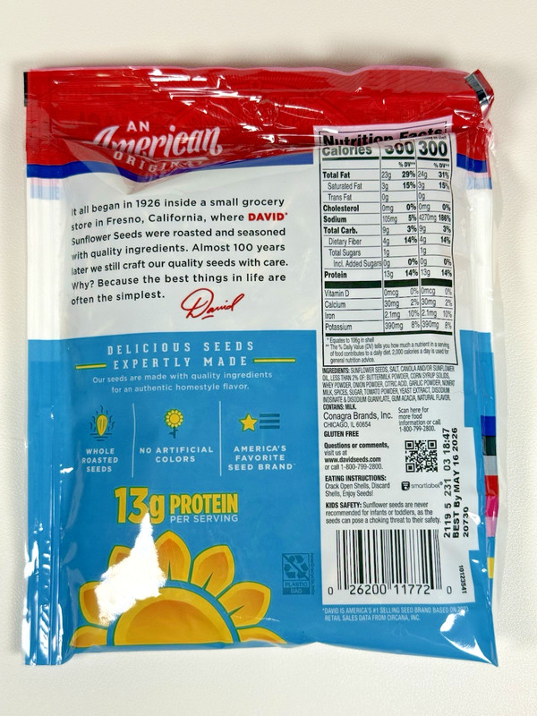 David Jumbo Ranch Sunflower Seeds 3.75 oz Bag | Flavored Seeds gallery