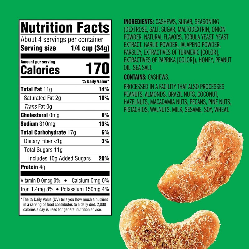 Hot Honey Cashews Emerald Nuts 5oz Resealable Bag gallery
