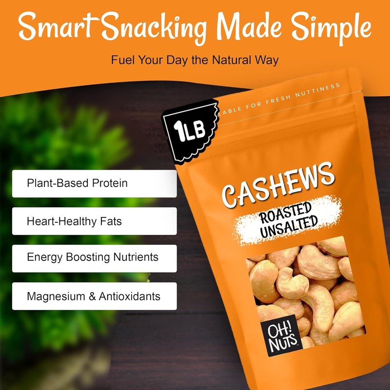 Cashews Roasted Unsalted - 1 lb - Roasted Unsalted Cashews - gallery