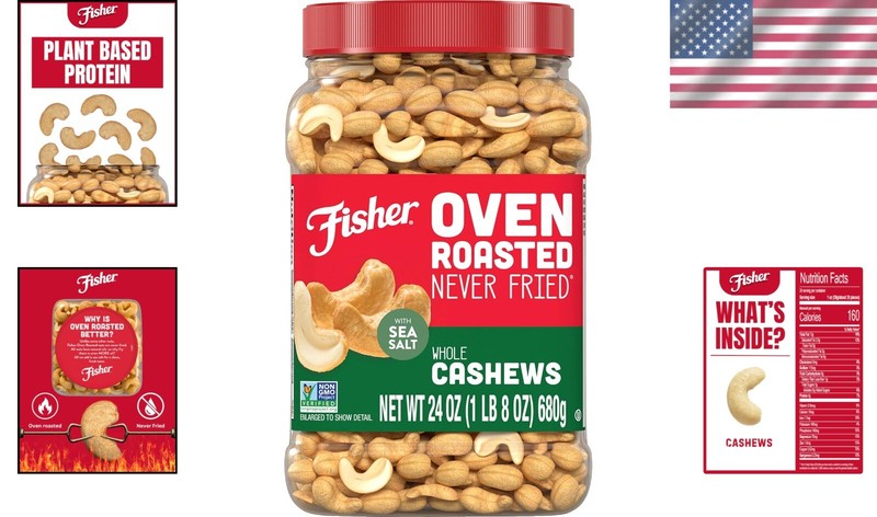 24oz Reusable Canister of Oven Roasted Cashews - Healthier Snack Choice gallery