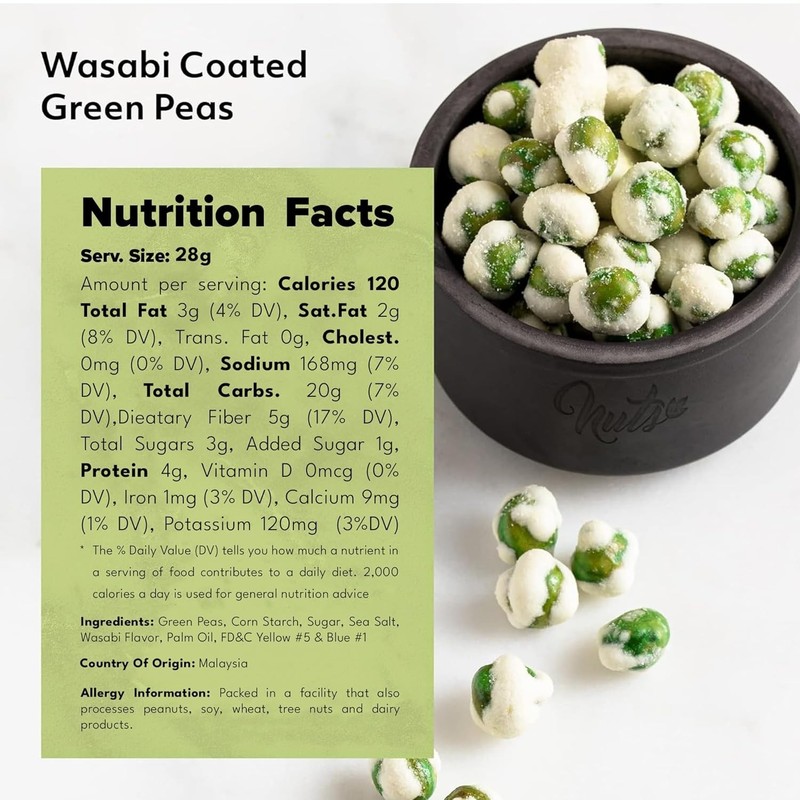 Wasabi Coated Green Peas - Crunchy, Spicy Snack in Resealable Bag (1 LB) gallery