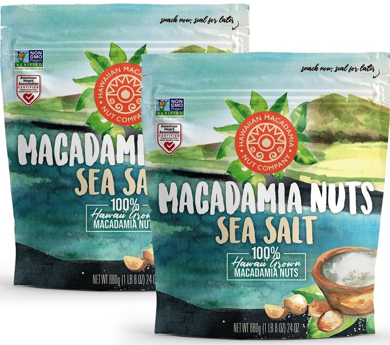 Hawaiian Macadamia Nut Company Dry Roasted Macadamia Nuts with Sea Salt 24 Oz...